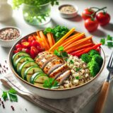 Bowl mit Haehnchen, Quinoa und Gemüse